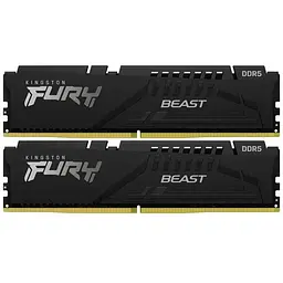 Модуль пам'яті для комп'ютера DDR5 64GB (2x32GB) 5600 MHz Fury Beast Black Kingston Fury (ex.HyperX) (KF556C36BBE2K2-64)