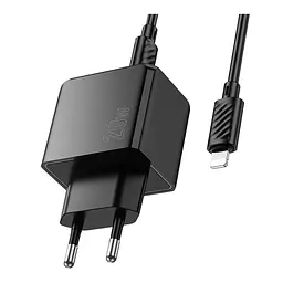 Мережевий зарядний пристрій Hoco CS16A Dual port Type-C/Lightning PD/QC 20W PPS Type-C to Lightning 1м Black (35777_3605182) - мініатюра 6