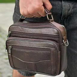 Чоловіча шкіряна сумка барсетка 23х19х7, месенджер через плече з коричневою ручкою BEXHILL 61881B 230 мм