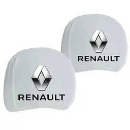 Чохли для підголівників Універсальні Renault Білі Кольоровий логотип 2 шт