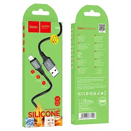 Кабель Hoco X86 iP Spear silicone charging data cable Black - мініатюра 2