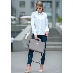 Сумка для ноутбука та документів BlankNote Жіноча шкіряна 15 Brown-Beige (BN-BAG-36-beige) - мініатюра 8