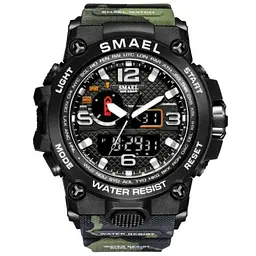 Водостійкий тактичний кварцовий годинник Smael Tank black