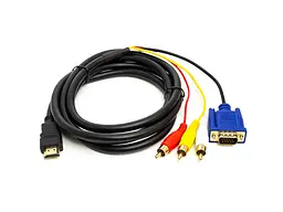Кабель PowerPlant (CA912018) HDMI (M) - VGA (M) / 3 * RCA (M), 1080p, 1м