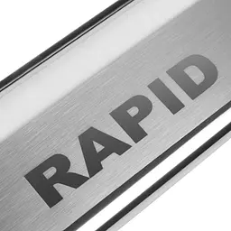 Накладки на пороги для Skoda Rapid 2012-2019 Нержавіюча сталь із загином та Логотипом 8 шт (Premium P-SK10) - мініатюра 3