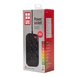 Мережевий фільтр живлення ColorWay CW-CHE64B, 6 розеток/4USB Black (CW-CHE64B) - мініатюра 9