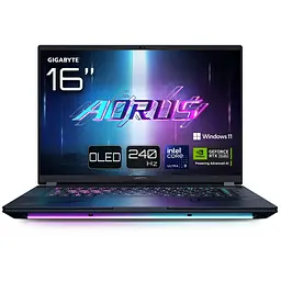Gigabyte Ноутбук AORUS MASTER 16X 16.0 QHD OLED 240Hz, INTEL ARL HX Ultra9, 32GB, F2TB, NVD5080-16, W11, чорний