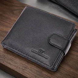 Цікавий гаманець із блоком під документи з натуральної шкіри ST Leather 22480 чорний - мініатюра 1