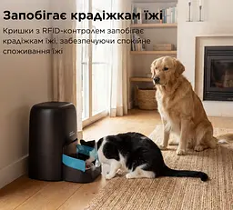 Автоматична годівниця для котів HoneyGuardіan SF35 RFID 4,6 л Wi-Fi з нашийником датчиком, чорний - мініатюра 4