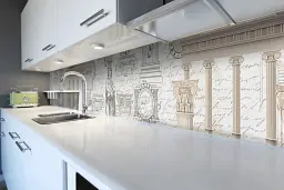 Кухонний фартух Happy Pocket Античність вінілова наклейка ПВХ скульптура колони Сірий 60х200 см Z180835