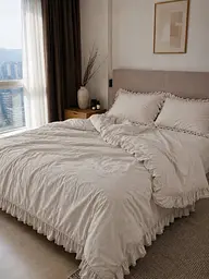 Комплект постільної білизни євро 200х220 см SİCİLYA KREM варена бавовна TC303376333