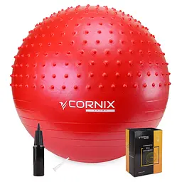 М'яч для фітнесу (фітбол) Cornix 65 см напівмасажний Anti-Burst Red XR-0478