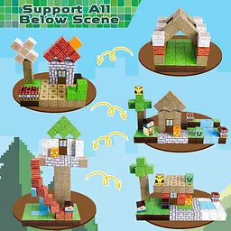 Магнітний конструктор Minecraft 100 шт по грі Майнкрафт Будиночок у водоспаду Mk001060 - мініатюра 6
