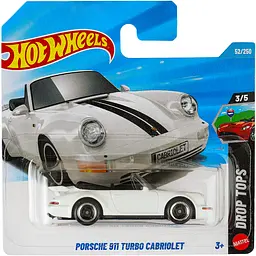 Базова машинка Hot Wheels Drop Tops Porsche 911 Turbo Cabriolet біла (5785) JJJ22-N521