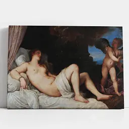 Інтер'єрна картина Даная, Тіціан, Titian, Danae, інтер'єрний декор, 42×60 см (id6979)