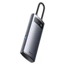USB-хаб Baseus Metal Gleam Series 4-in-1 Multifunctional Type-C HUB Docking Station Gray（Type-C to USB3.0*4） (WKWG070013) - мініатюра 6