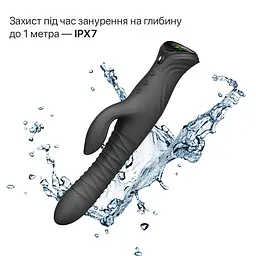 Смарт пульсатор-кролик з вібрацією Zalo Mose 2 Obsidian Black, підігрів до 42 °C, кристал Swarovski - мініатюра 9