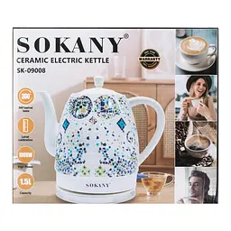 Електрочайник керамічний SOKANY SK-09008 дисковий 1,5л, мозаїка Sokany SK-09008 - мініатюра 9