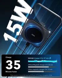 Автомобільна зарядка ESR Qi2 15Вт Magnetic Wireless Car Charger Halolock black (3C07200210304 | 3C07200210361) - мініатюра 6
