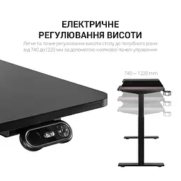 Комп'ютерний стіл OfficePro з електрорегулюванням висоти чорний (ODE714) - мініатюра 12