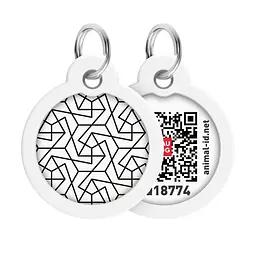 Адресник для собак і котів металевий Waudog Smart ID з QR паспортом малюнок Геометрія коло Д 30 мм