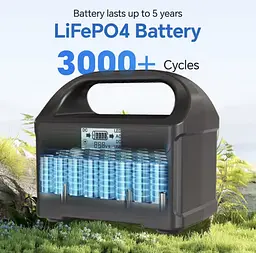 Портативна електростанція 200W - LiFePO4 батарея, з функцією UPS, розеткою 220В, швидкою зарядкою PD та сонячним входом. - мініатюра 21