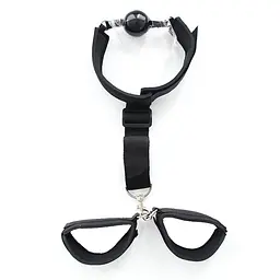 БДСМ набір Fetish Addict Gag Ball With Hand Cuff (чорний) - мініатюра 3