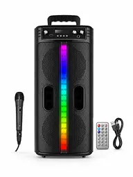 Портативна Bluetooth-колонка чорна 20 Вт з мікрофоном і RGB-підсвічуванням (49676025)