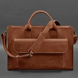 Шкіряна сумка для ноутбука та документів Універсальна світло-коричнева Crazy Horse - мініатюра 8