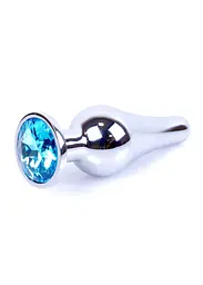 Анальна пробка - Jewellery Silver Long Plug Light Blue - мініатюра 3
