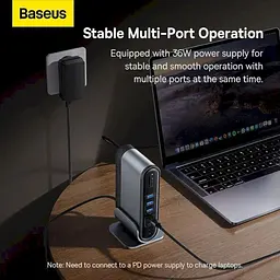 USB-хаб Baseus UnionJoy 17-Port Triple-Display Gray (B00532304811-00) [158346] - мініатюра 8