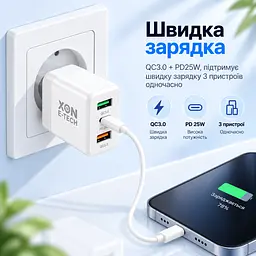 Зарядний пристрій XON PowerCharge 45W (PD25) USB Type-C (PCWA045025A2С1W 6082) Білий - мініатюра 6