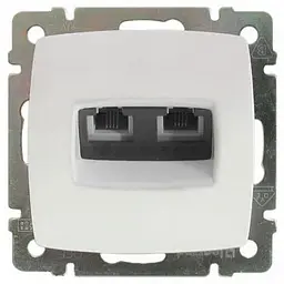 Розетка телефонна Brille 2х RJ11 біла суно (774039)