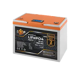 Акумулятор LP LiFePO4 12,8V - 70 Ah (896Wh) (BMS 80A/40А) пластик LCD для ДБЖ - мініатюра 2