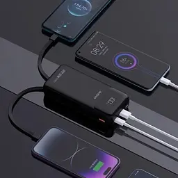Батарея універсальна Dudao K15Pro 20000mAh PD/22.5W QC with built-in cables Black (6977196682430) - мініатюра 4