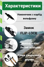 Трекінгові палиці PowerPlay 9110 Friluftsliv Black/White 80-135 см (пара) + 2-ві пари чобітків + чохол (PP_9110_Friluftsliv) - мініатюра 9