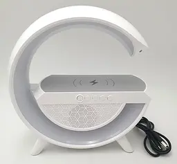 Настільна смарт лампа акумуляторна RGB нічник 3-in-1 з бездротовою зарядкою 15W та Bluetooth колонкою 5W Multifunktion Speaker UKC AS-K10 біла - мініатюра 5