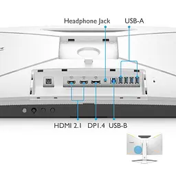Монітор TFT 27 BenQ EX2710U, 4K UHD, IPS, 144Hz, 1 мс, 2хHDMI, DP, USB-hub, HAS, колонки, білий - мініатюра 8