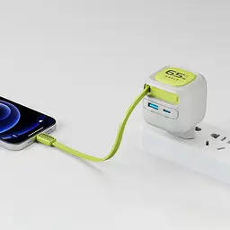 Зарядний пристрій Havit UC253 GaN 65W USB-A USB-C кабель USB-C сірий/зелений (HV-UC253-GYGN) - мініатюра 5