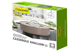 Каструля зі скляною антипригарною кришкою Maestro MR-4009-28S діаметр 28 см на 3.9л низька Ceramic алюміній - мініатюра 5