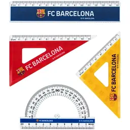 Лінійка Kite набір: лінійка 15 см, 2 косинці, транспортир FC Barcelona (BC25-282)