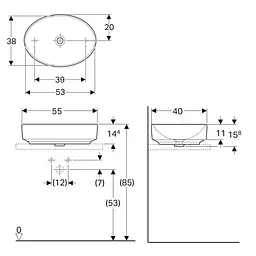 Умивальник Geberit Variform 55x40 Білий 500.771.01.2 - мініатюра 2