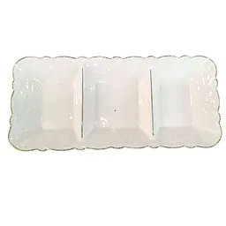Менажниця порцелянова на 3 секції для закусок 30×14×3.5 (см) тарілка прямокутна для сервірування Білий Yiwu 120-YH-HG016