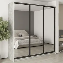 Шафа-купе тридверна MebelStar Стандарт BG 3 Дзеркала 230x60x240 см Бетон (MBS-8819)