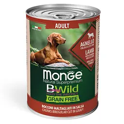 М'ясні шматочки Monge Bwild Dog Adult в соусі з ягняти, гарбузом і цукіні для дорослих собак усіх порід 400 гр