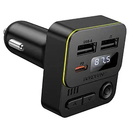 АЗП FM модулятор Borofone BC60 Hero 35W (2USB-A/1C) Black - мініатюра 6