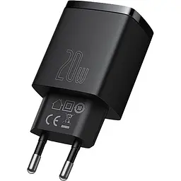 Зарядний пристрій Baseus Compact Quick Charger 20W USB-A/USB-C Black - мініатюра 2