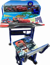Набір дитячих меблів Disney Cars біло-блакитний - регульована дитяча парта Disney Cars зі стільцем, полицею та підставкою для ніг - мініатюра 2