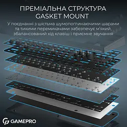 Механічна ігрова клавіатура GamePro MK-285-BK Asgard Ragnar Keychron Super Red Switch Bluetooth 5.2/2.4 ГГц/USB Black - мініатюра 7