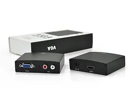 Конвертер HDMI (тато) — VGA (мама) + Audio Adapter, Black, 4K/2K